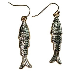 Hand Crafted Silver Fish Dangle Earrings